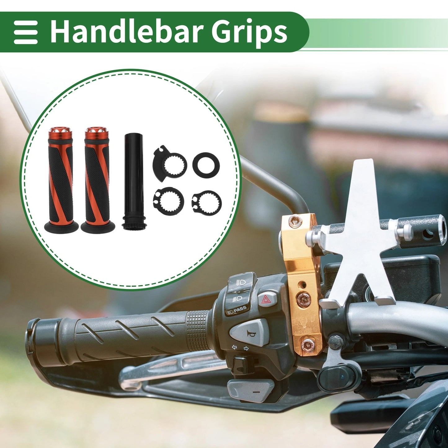 Hand Grips Cover Kit 7/8 22mm for Motorcycle Black Orange