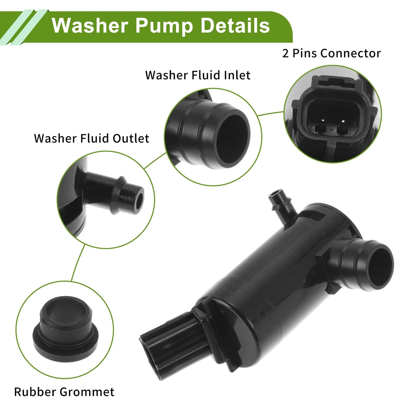 Windshield Washer Pump w/Grommet for Ford Crown (2005-2010)