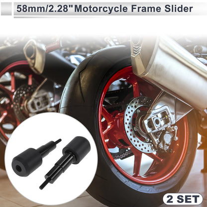 2 x 1.1" Aluminum Alloy Plastic Motorcycle Slider Frame Black for Motorcycles