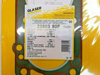 GLASER HEAD GASKET 1.5mm for OMEGA FRONTERA CF VAN REKORD CARLTON