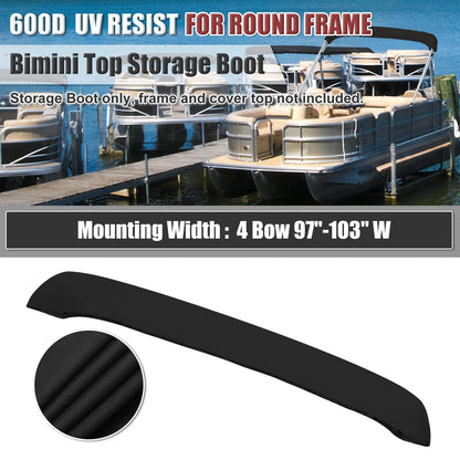 4 Bow Bimini Top Storage Boot / 97-103" W / No Frame Black 600D Canvas for Boat