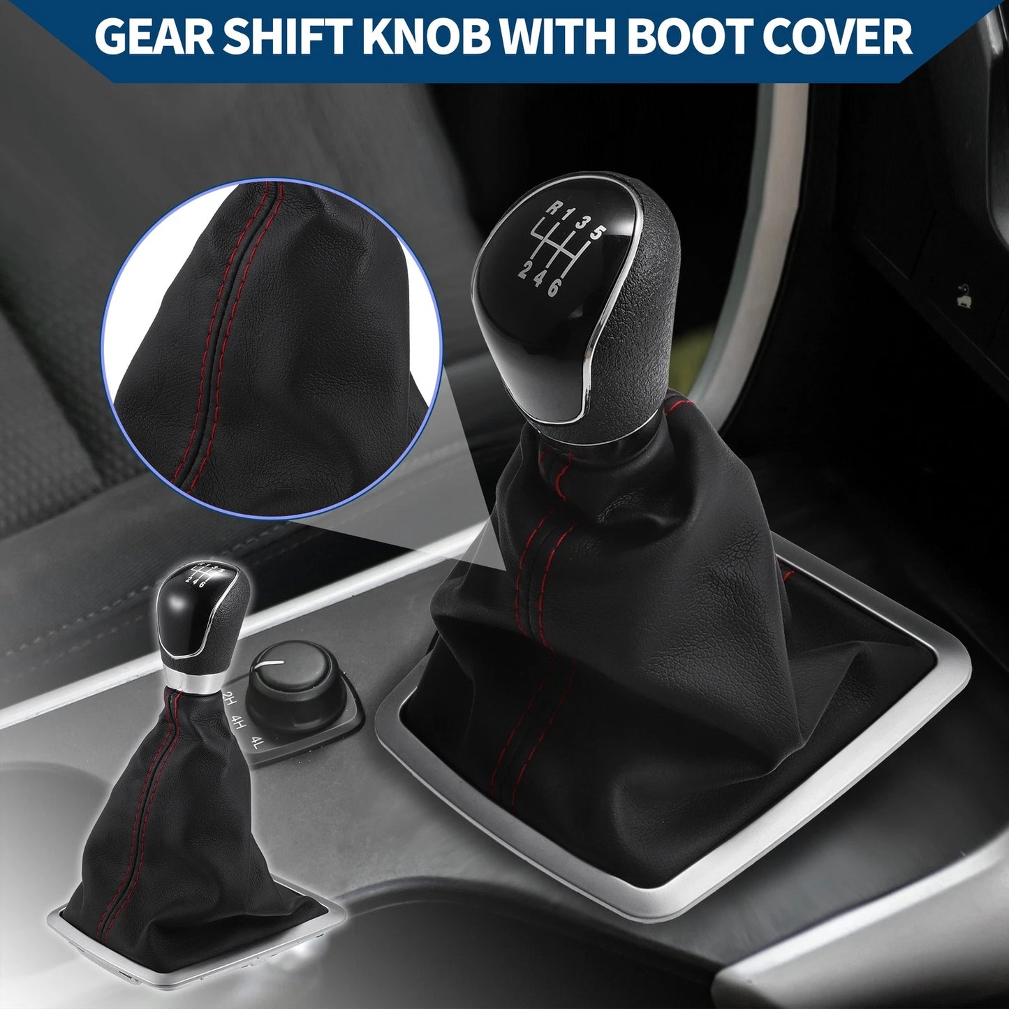 6 Speed Gear Shift Knob & Dust Cover for Ford Focus (2005-2008)
