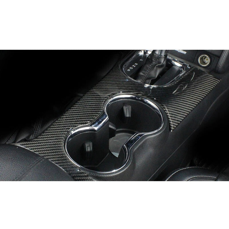 Carbon Fiber Center Console Cup Box Holder Panel Trim For Ford Mustang 2015-2018