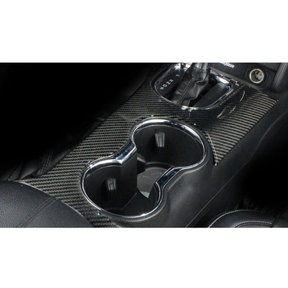 Carbon Fiber Center Console Cup Box Holder Panel Trim For Ford Mustang 2015-2018