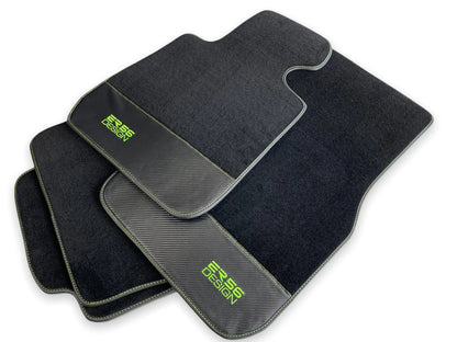 Floor Mats for BMW X5 E70 - Carbon Fiber Leather Design Green (2007-2013)