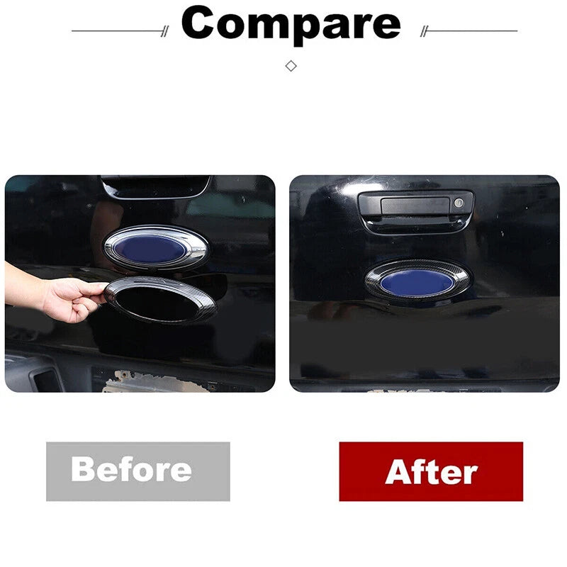 Carbon Black Rear Logo Emblem Badge Ring Cover for Ford Ranger (2015-2022)