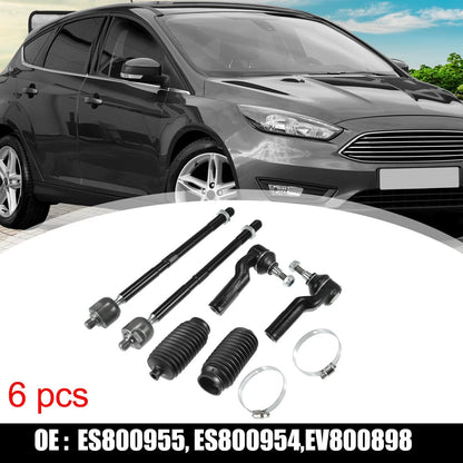 6pcs Front Inner Outer Tie Rods for Ford Focus, C-Max, Escape (2012-2017)