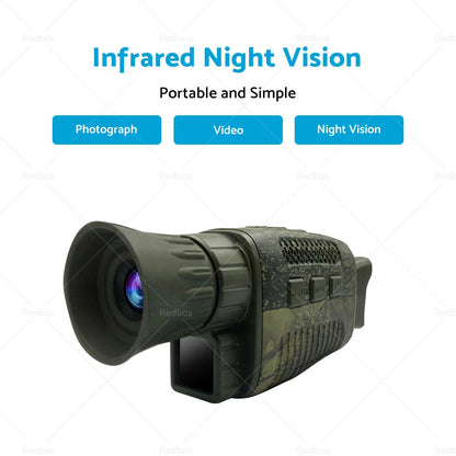 5X Zoom Night Vision Monocular HD 4K Digital Camera for Hunting