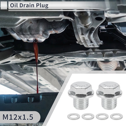 Oil Drain Plug M12x1.5, 0.73" Height with Gasket for Car, Motorcycle