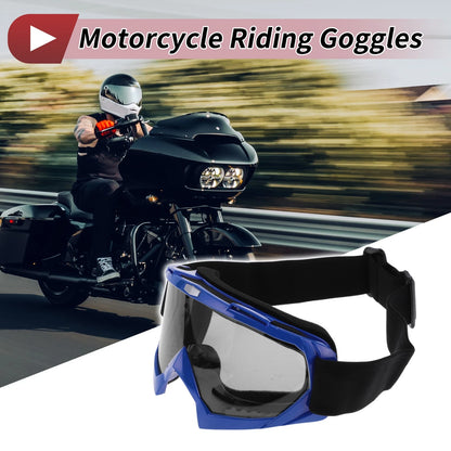 Set Motorcycle Riding Goggles Grey Lens Blue Frame PC Cycling Sunglasses