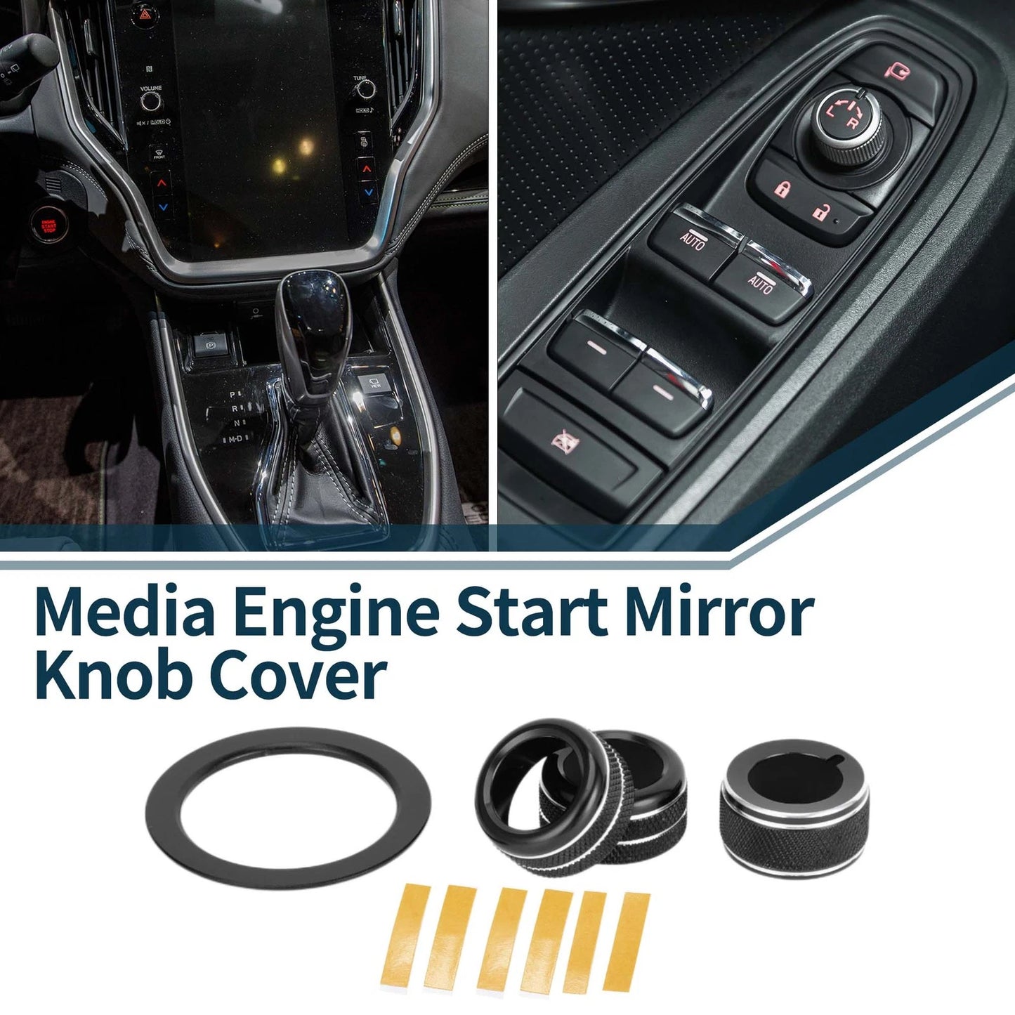 Engine Start Mirror Knob Covers for Subaru WRX (2022-2023) - 4 Pcs Black