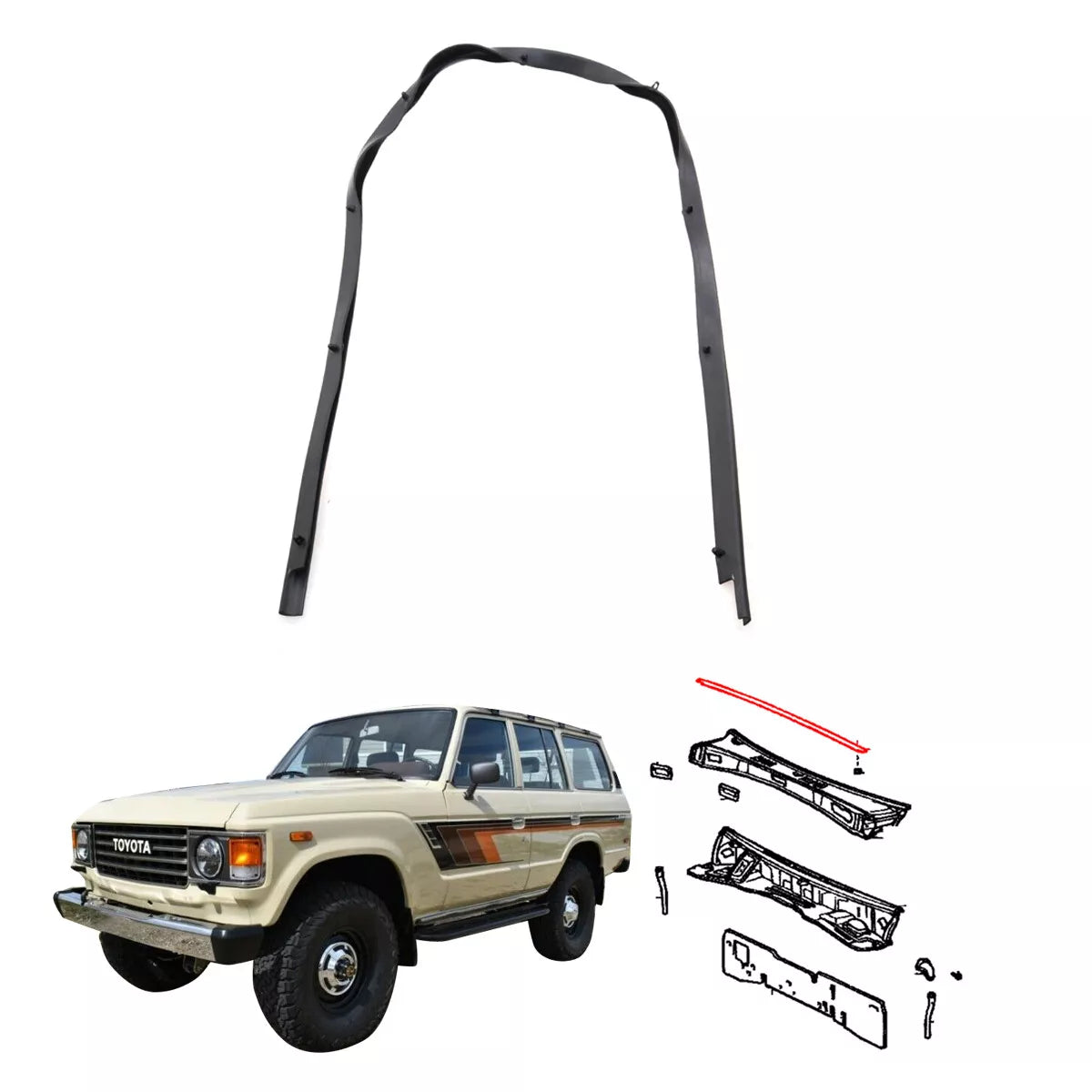 Bonnetto Cowl Weatherstrip for Toyota Land Cruiser BJ60 FJ62 HJ61 1980-1992