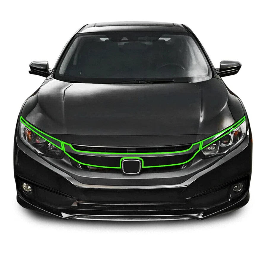 8 Pcs Front Hood Grille Bumper Trim Stickers for Honda Civic (2016-2020)
