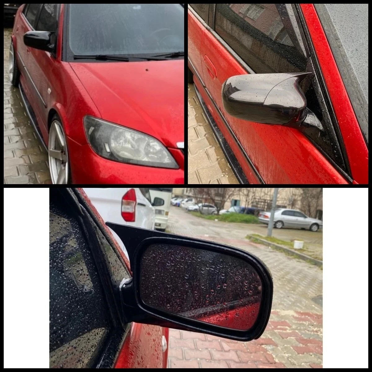 Side View Mirror Covers for Honda Civic 7th Gen EP2 EP3 (2001-2005) 2 Piece Gloss Black