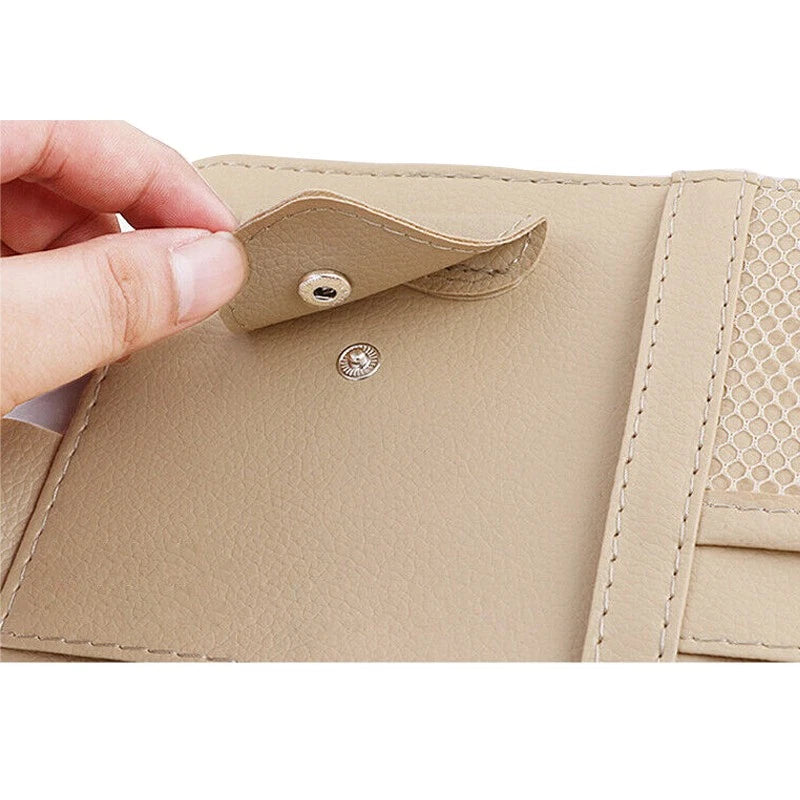 Beige Car Sun Visor Organizer Pouch Bag for Interior Pocket Storage