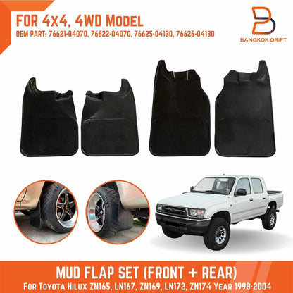 Rubber Mud Flaps Splash Guards for 4WD Toyota Hilux D4D LN167 ZN174 (98-04)