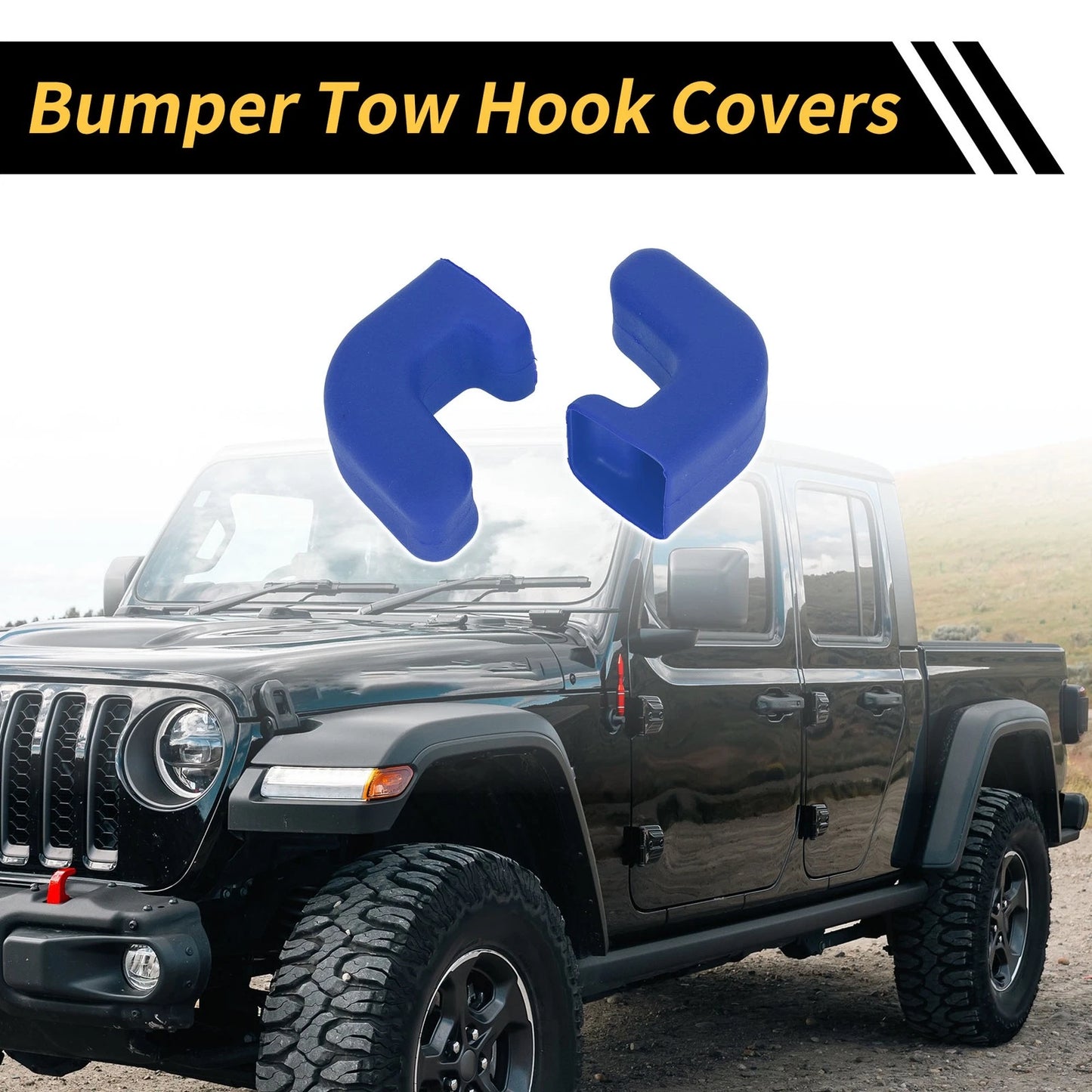 Car Bumper Tow Hook Covers for Jeep Wrangler JK JL Gladiator TJ (07-23) Blue