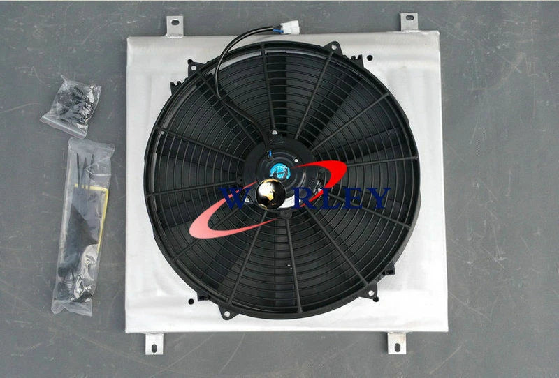 Aluminum Radiator & Fan Shroud for Mazda RX2 RX3 RX4 RX5 RX7 (1970-1985)