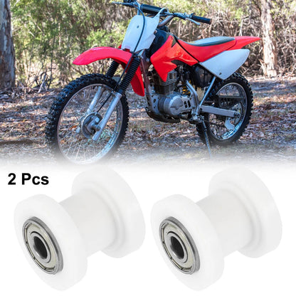2 x Pcs 8mm Chain Tensioner Roller Slider Pulley Wheel Idler White Motorcycles