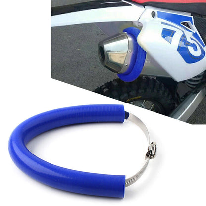 Universal Motorcycle Exhaust Pipe Heat Shield Cover Guard - Blue