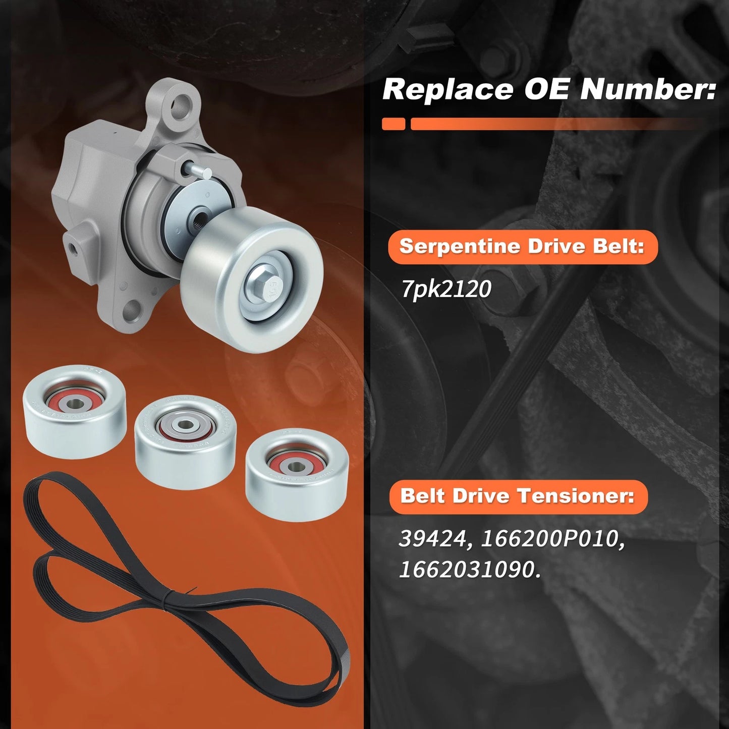 Drive Belt Tensioner Pulley Kit for Toyota Tacoma 3.5L (2016–2023)