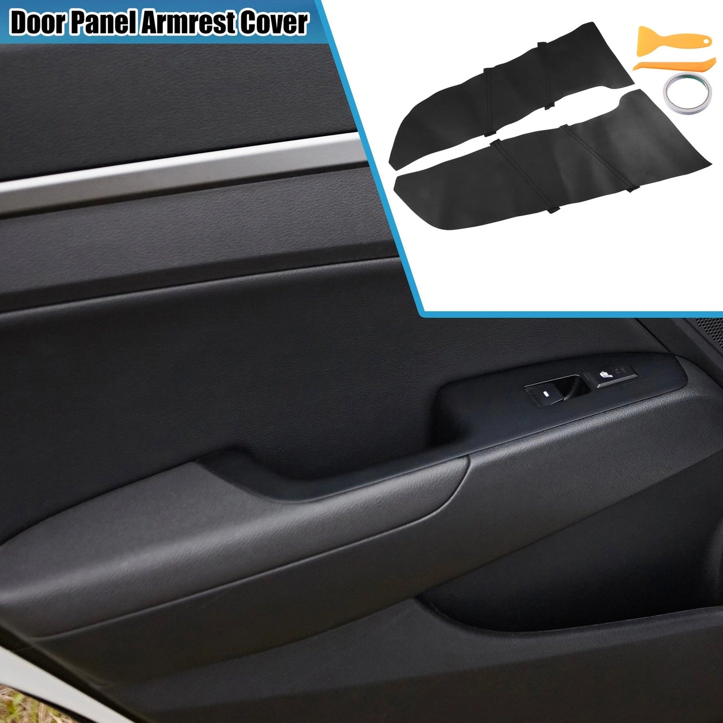 Front Door Panel Armrest Covers for Honda Accord (2008-2012) Black 1 Pair