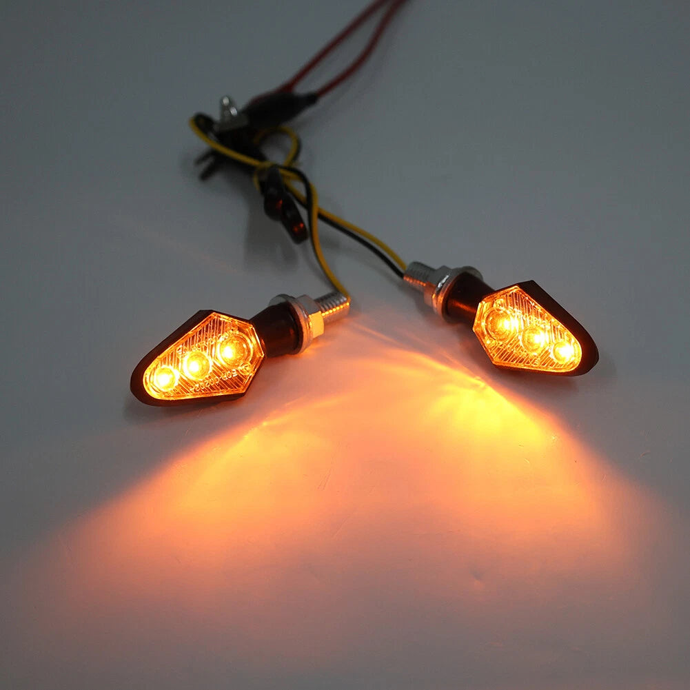 8MM Motorcycle Turn Signal Light Mini Indicator Amber Lamp for Honda Suzuki