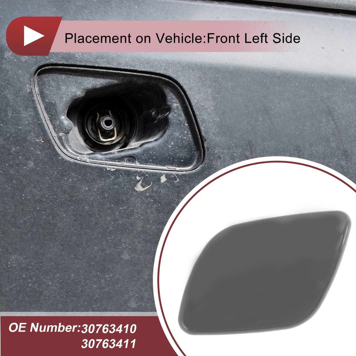 Front Left Bumper Trim Nozzle Cover for Volvo XC60 (2009-2013) Gray