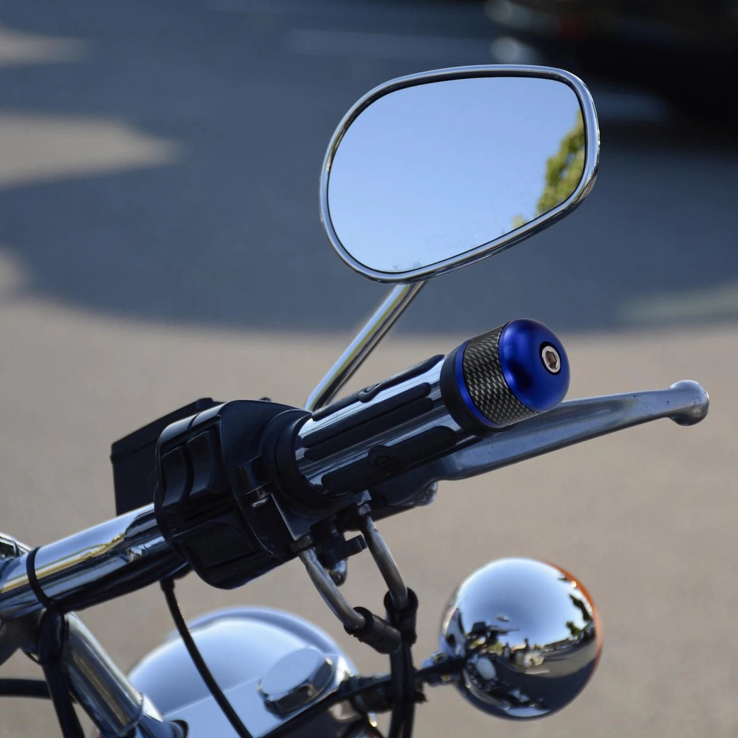1 Pair Blue Carbon Fiber Pattern Handlebar Ends Plug Cap for Motorcycle