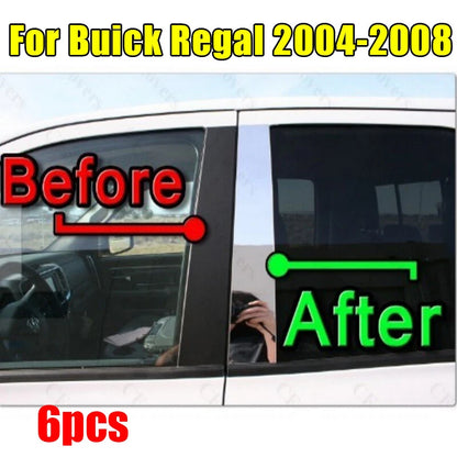 Chrome Pillar Trim Door Cover Mirrored Post 6pcs for Buick Regal (2004–2008)
