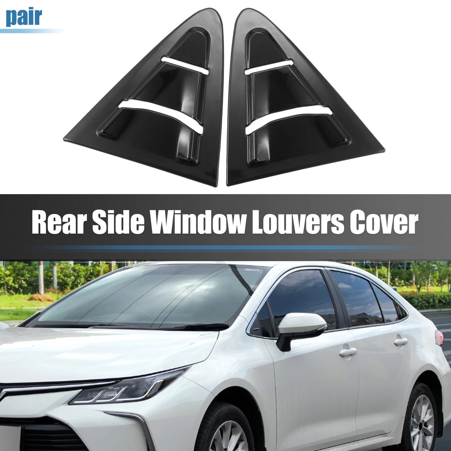 Gloss Black Rear Side Window Louvers for Toyota Corolla