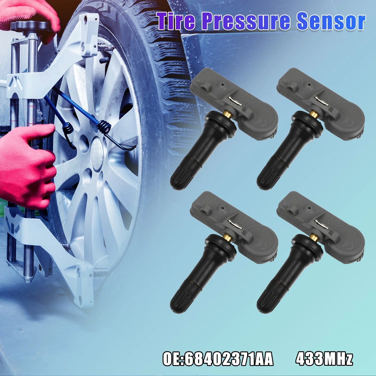 4 x Tire Pressure Monitoring System Sensors 433MHz for Jeep Wrangler (2007-2018)
