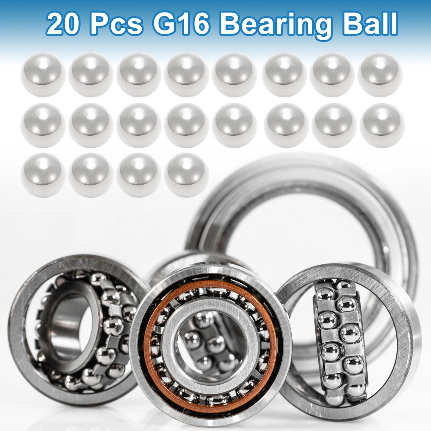 14mm Bearing Ball Bearing Steel G16 Precision Silver Tone 20 Pcs