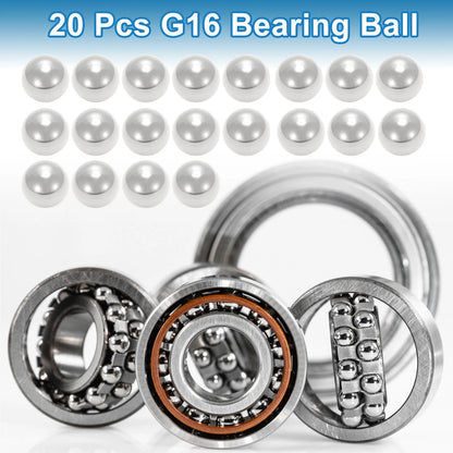 14mm Bearing Ball Bearing Steel G16 Precision Silver Tone 20 Pcs