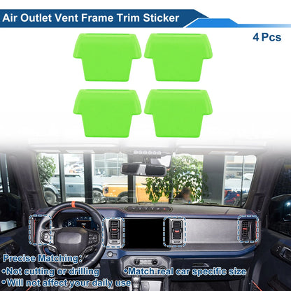 Air Condition Outlet Vent Trim Cover Frame Green for Ford Bronco (2021-2024) 4 x Pcs