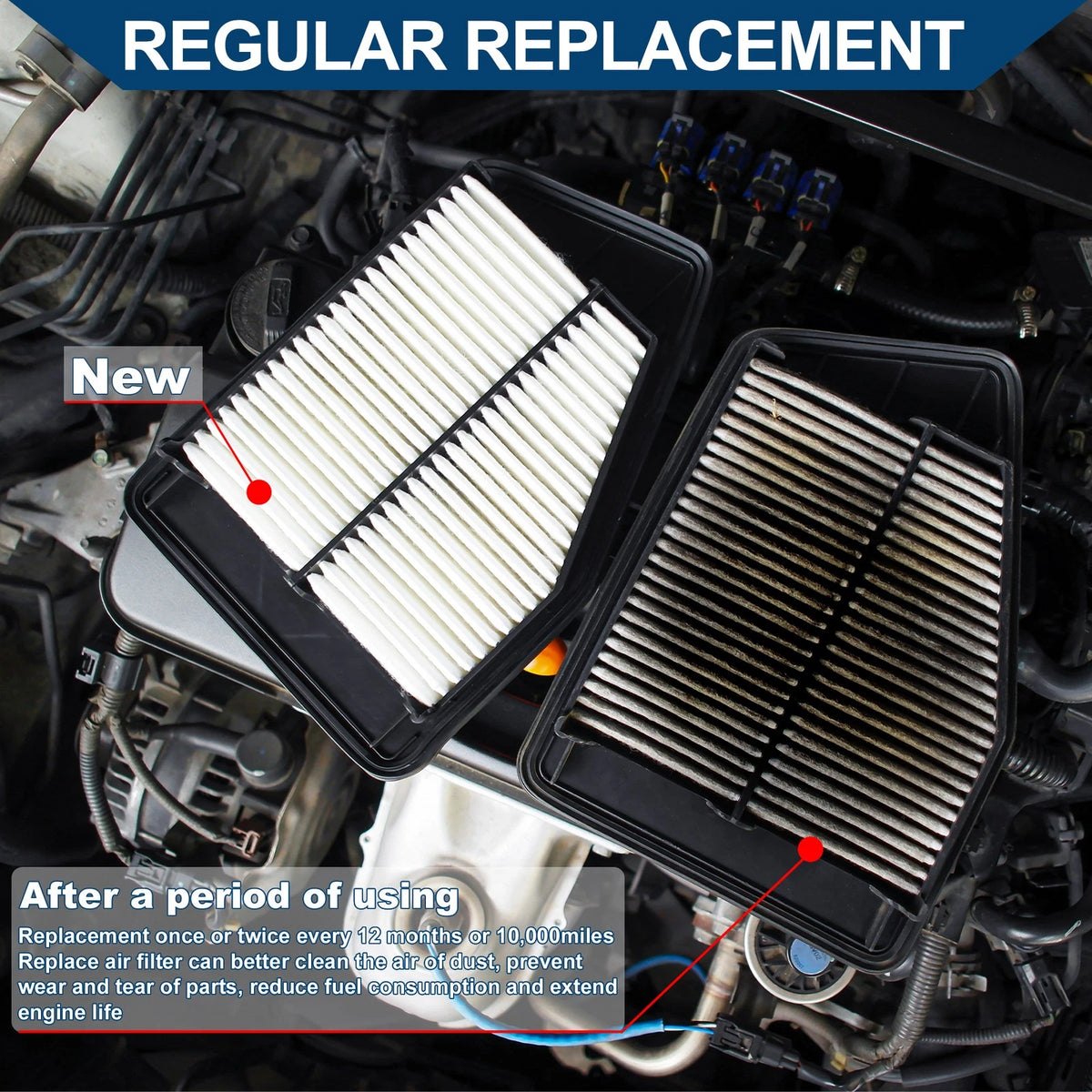 Engine Air Filter No.165466LA0A for Nissan Sentra 2.0L (2020-2024) 1 Pcs