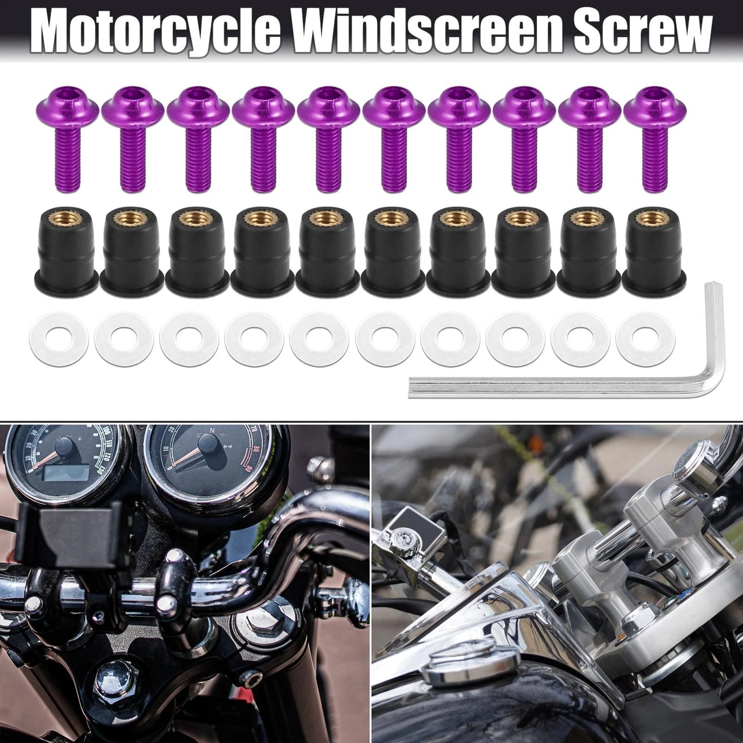 10 x M5 5mm Windscreen Screws for Motorcycle Fairing Bolts Purple