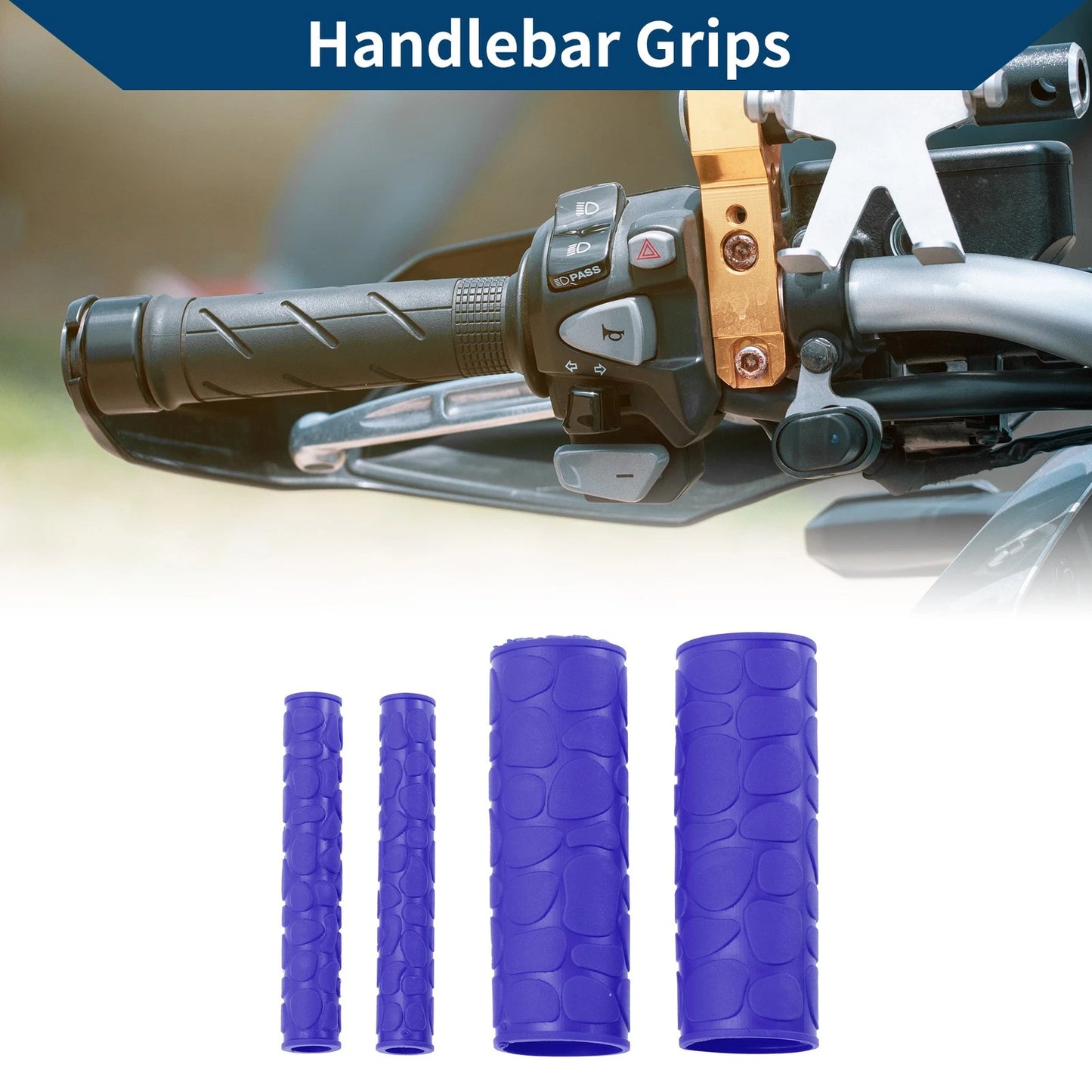 1/8" / 29mm Hand Grips Rubber Blue for Motorcycle