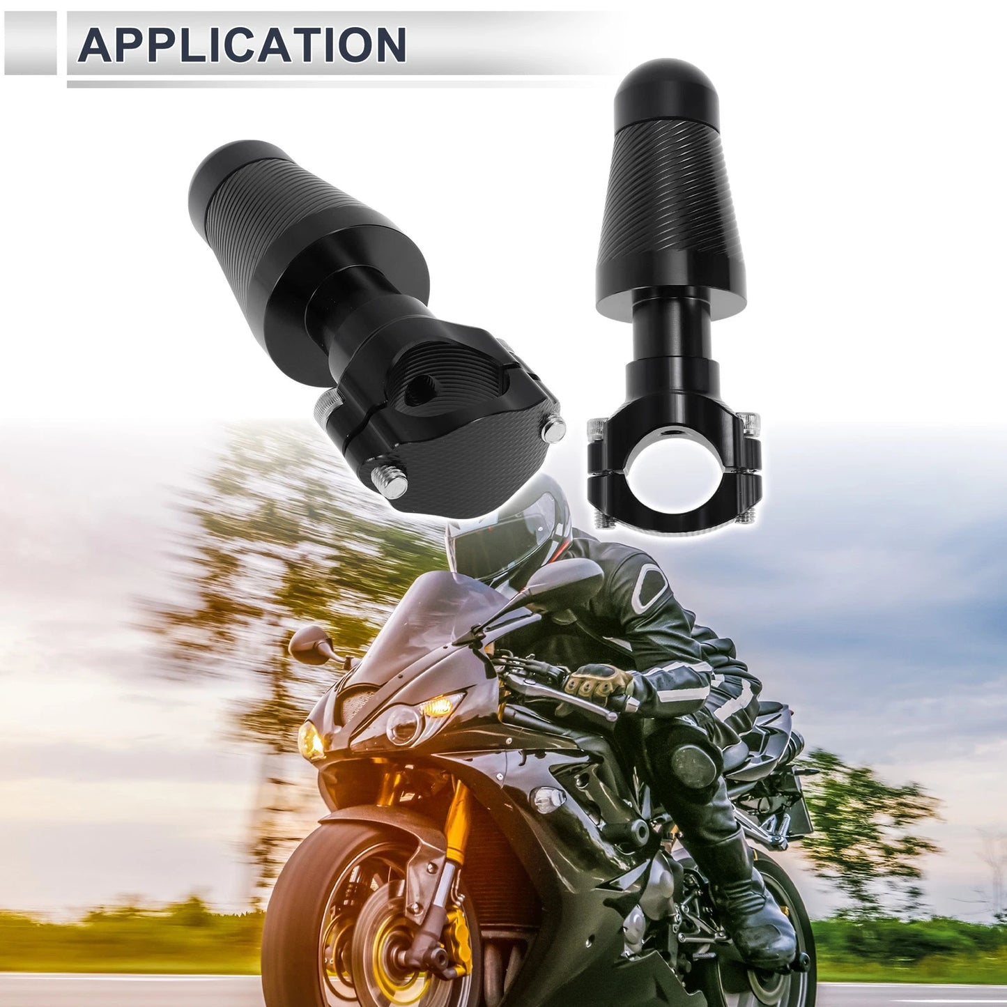 1.1-1.3 Aluminum Alloy Motorcycle Slider Frame 2 x Black for Make Model