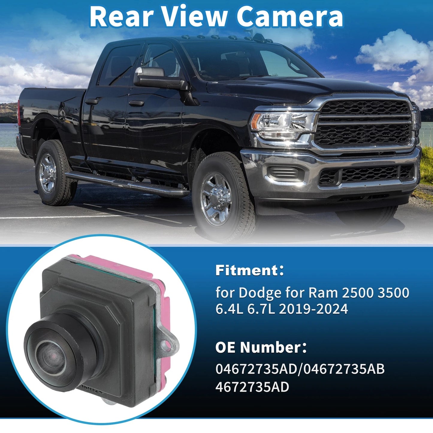 Rear View Camera for Dodge Ram 2500/3500 6.4L 6.7L (2019 - 2024)