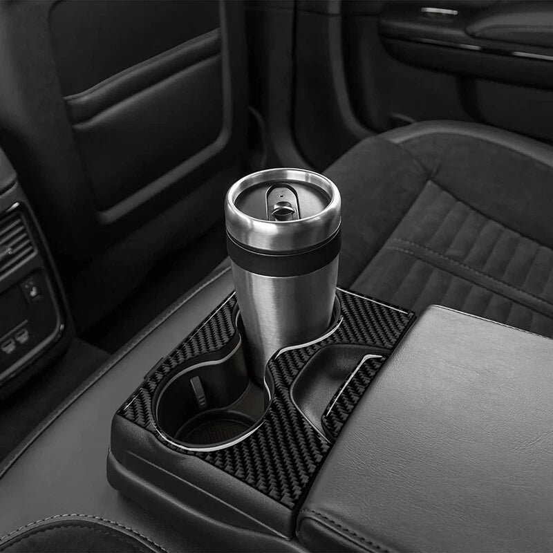 Carbon Fiber Rear Water Cup Holder Cover Trim for Dodge Charger (2015-2021)