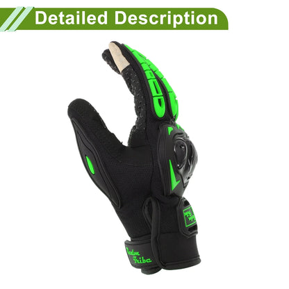 L Motorcycle Glove Breathable Full Finger Nylon Outdoor Gloves Green 1 Pair