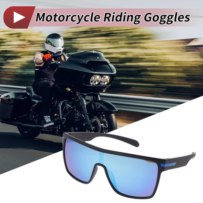 Goggles Motorcycle Riding Blue Lens Black Frame Tri-Acetyl Cellulos TR90