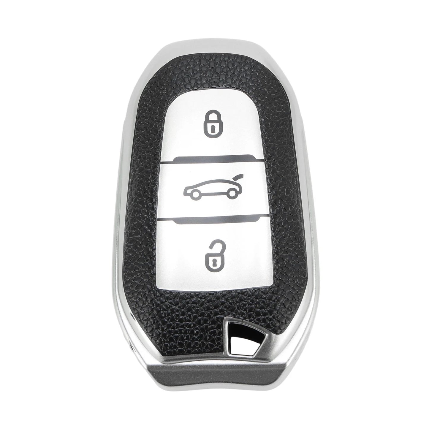Silver TPU Key Fob Shell Cover Case for Peugeot 308 (2007-2014)