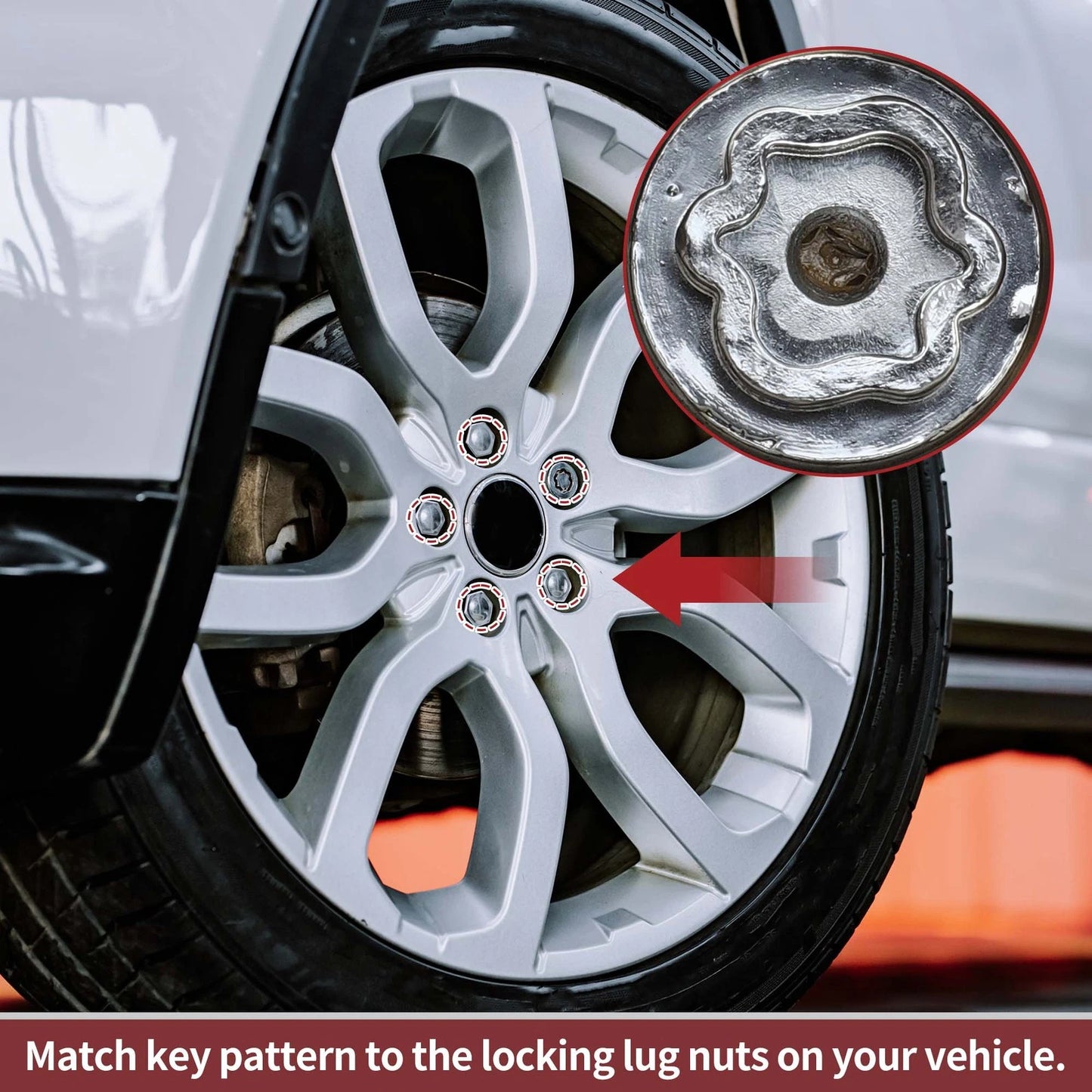 Wheel Lock Lug Nut Set with Key Socket for Land Rover