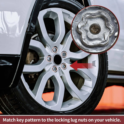 Wheel Lock Lug Nut Set with Key Socket for Land Rover