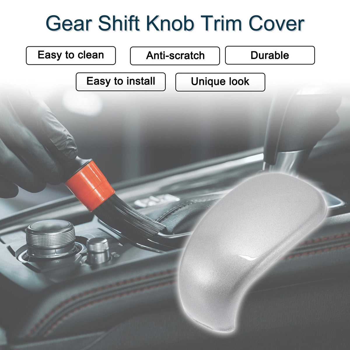 ABS Gear Shift Knob Cover for Honda Civic 11th Gen (2021-2023) Silver Tone