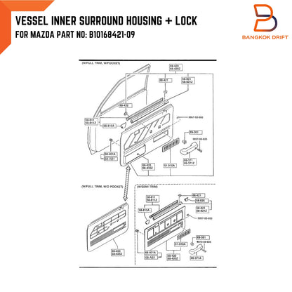 Grey Vessel Inner Door Lock Knob Surround for Mazda B-Series Bravo (85-98)