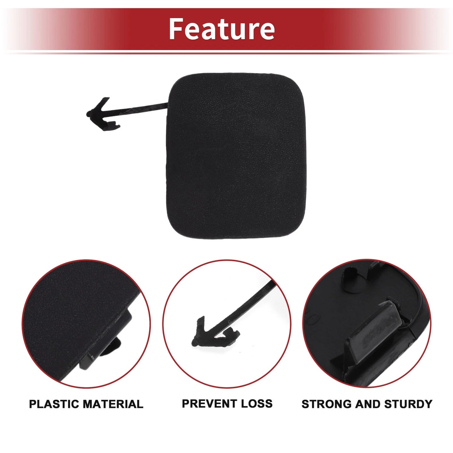 Rear Tow Hook Cover for Toyota Prius (2016-2018) - Black 1 x Cap