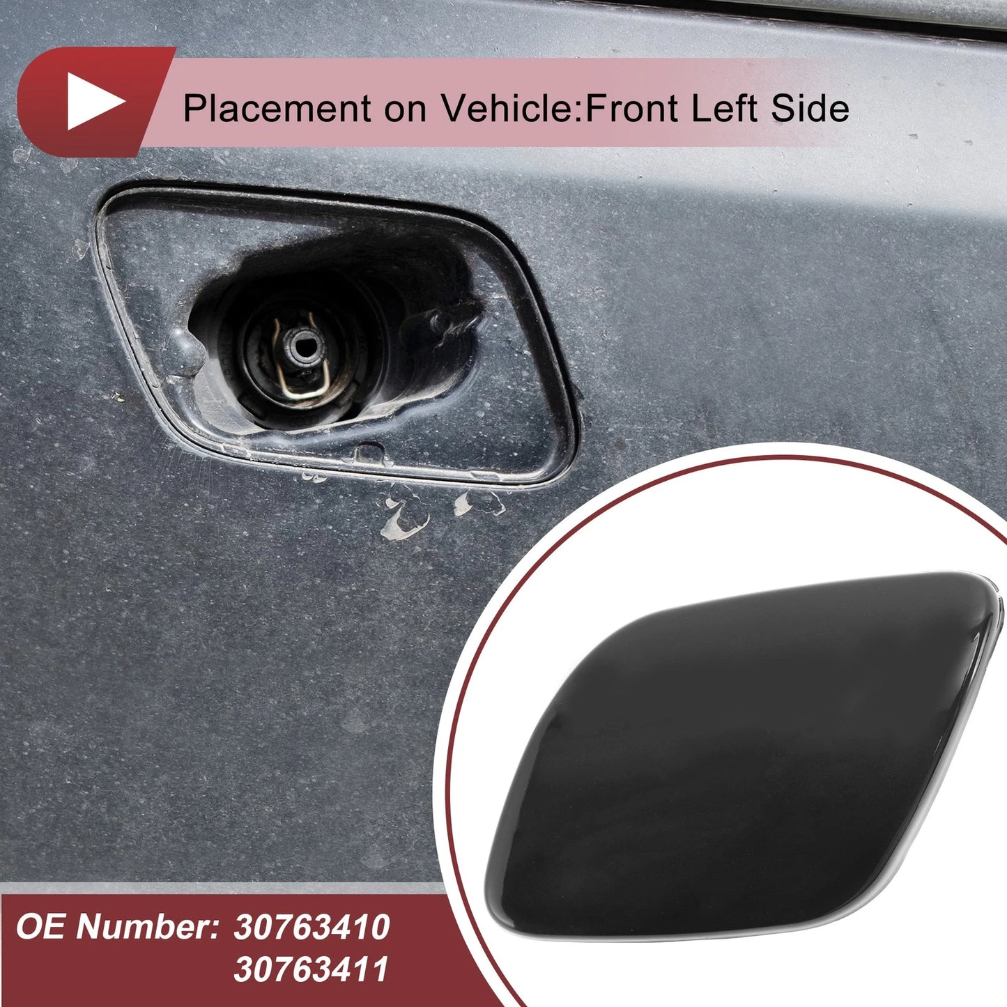 Front Left Bumper Trim Nozzle Cover for Volvo XC60 (2009-2013) Black